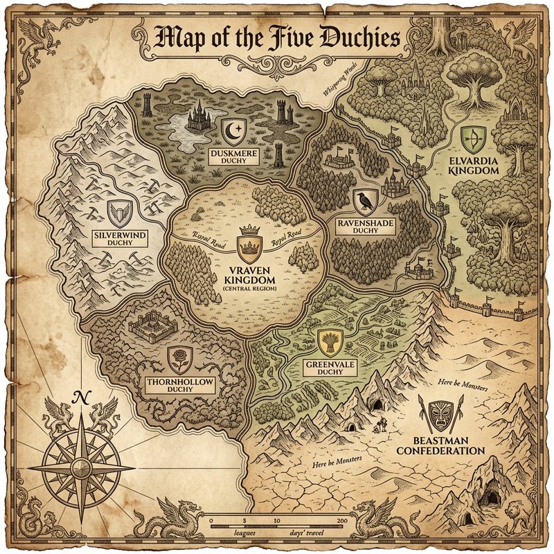 Fan-made Map of the Five Duchies